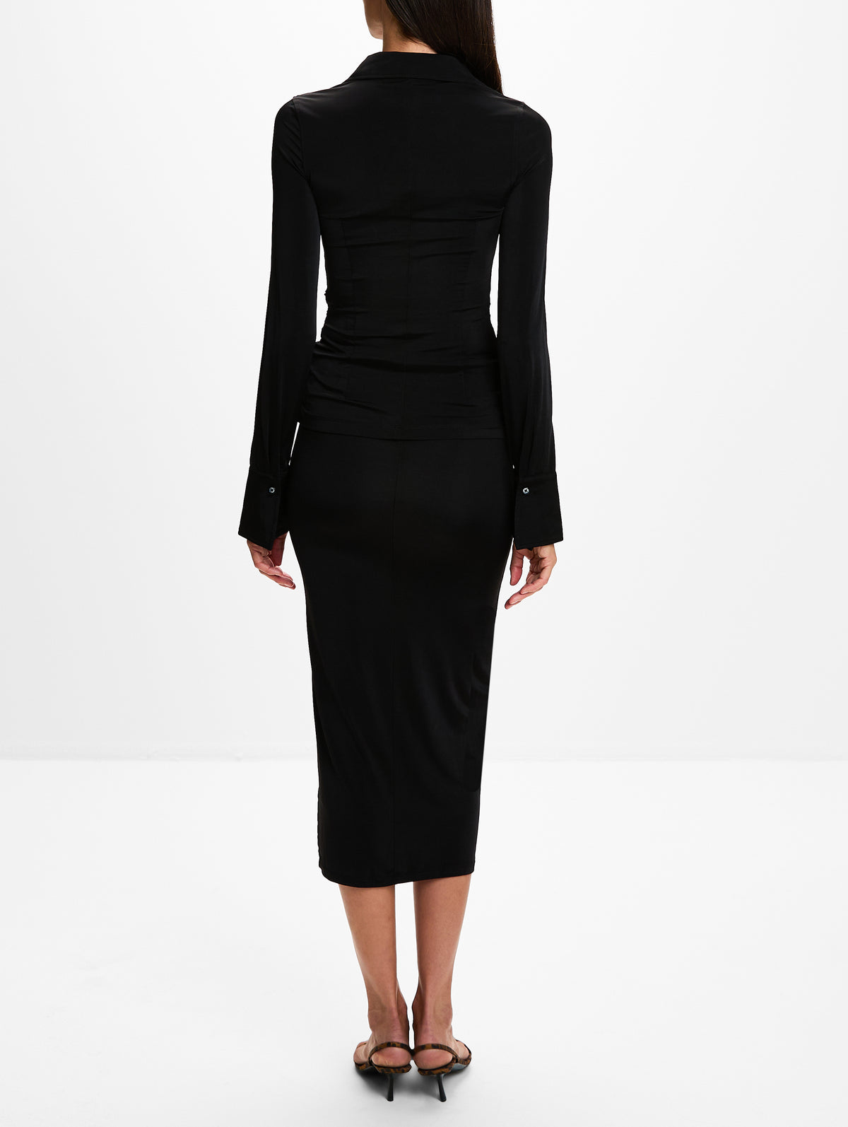 Elsa Midi Skirt,ÉTERNE,BLACK,Image 4