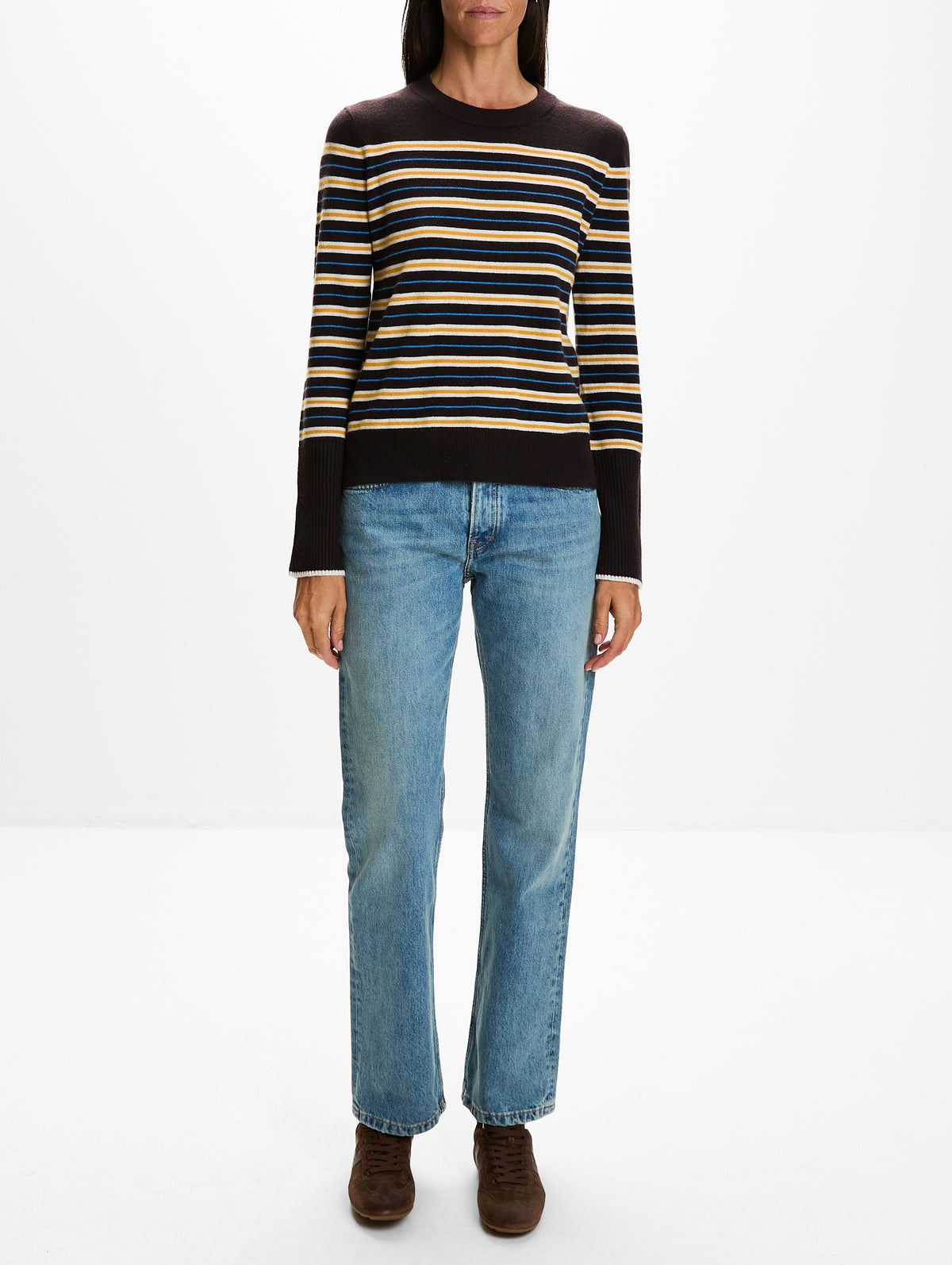 Lean Lines Sweater,LA LIGNE,CHOCOLATE/CREAM/BUTTERSCOTCH,Image 2