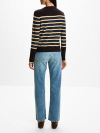 Lean Lines Sweater,LA LIGNE,CHOCOLATE/CREAM/BUTTERSCOTCH,Image 3