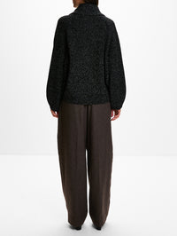 Shawl Lapel Cardigan,TOTÉME,BLACK/WHITE,Image 3
