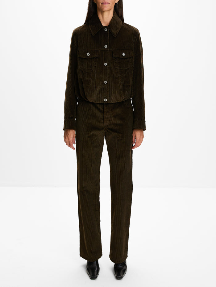 Corduroy Jacket,LOEWE,BROWN,Image 1