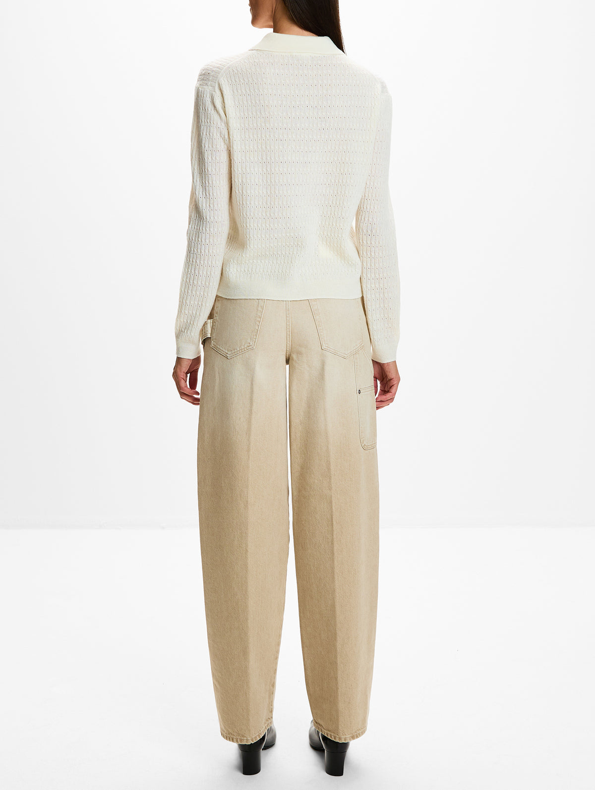 Polo Longsleeve Top,CLOSED,IVORY,Image 3