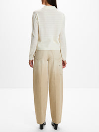 Polo Longsleeve Top,CLOSED,IVORY,Image 3