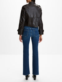 Cropped Leather Trench,SUSAN BENDER,ESPRESSO,Image 3