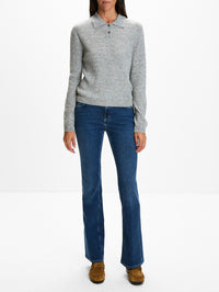 Polo Longsleeve Top,CLOSED,LIGHT GREY,Image 2