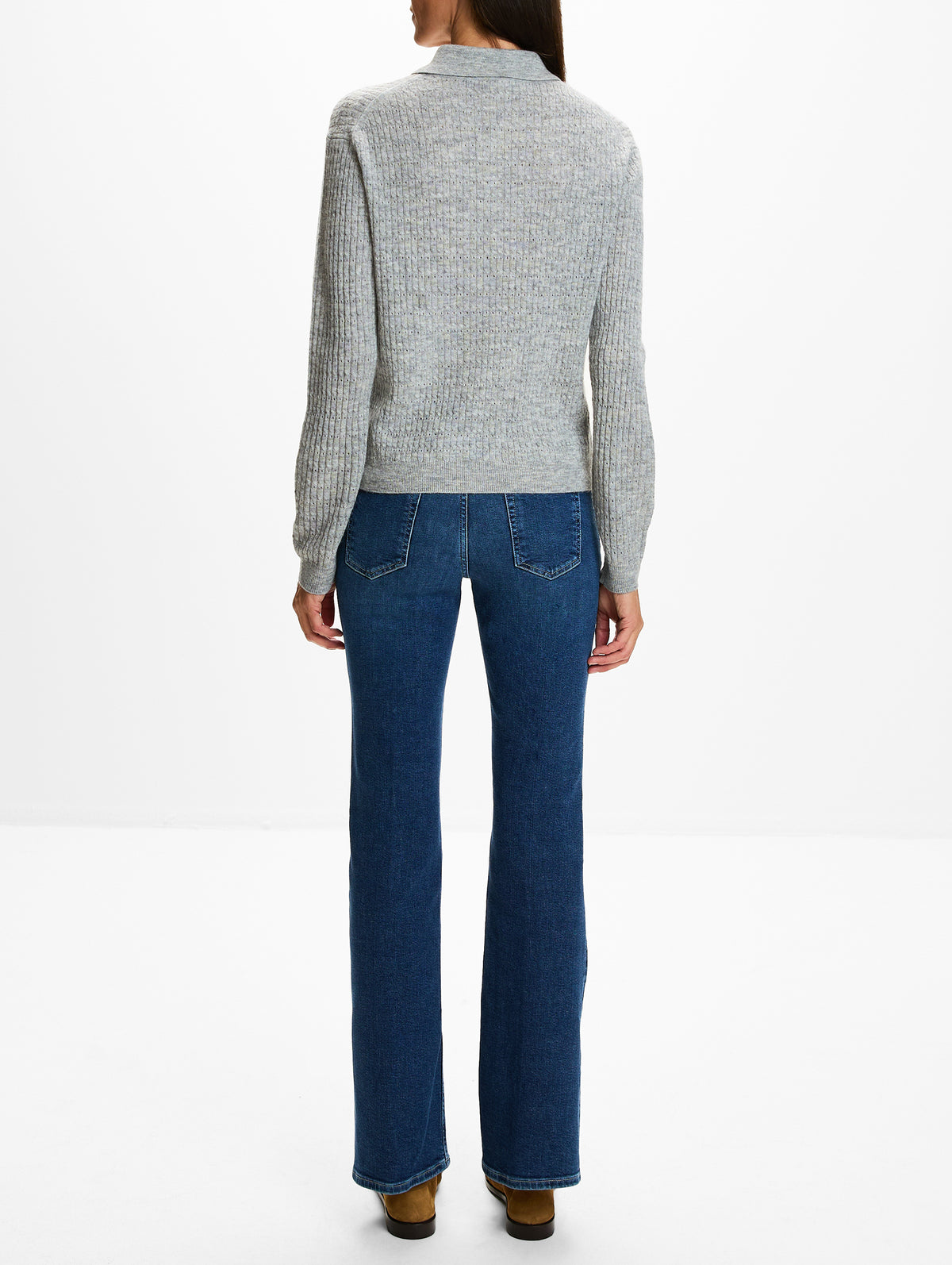 Polo Longsleeve Top,CLOSED,LIGHT GREY,Image 3
