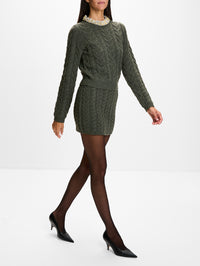 Lola Knit Skirt,ULLA JOHNSON,MILITAIRE,Image 3
