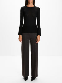 Crew Neck Top,ALAIA,BLACK ALAIA,Image 2