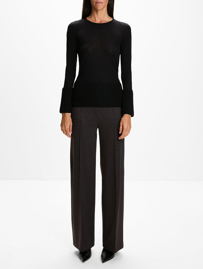 Crew Neck Top,ALAIA,BLACK ALAIA,Image 1