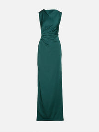 Satin Ruched Gown,LAPOINTE,EMERALD,Image 1