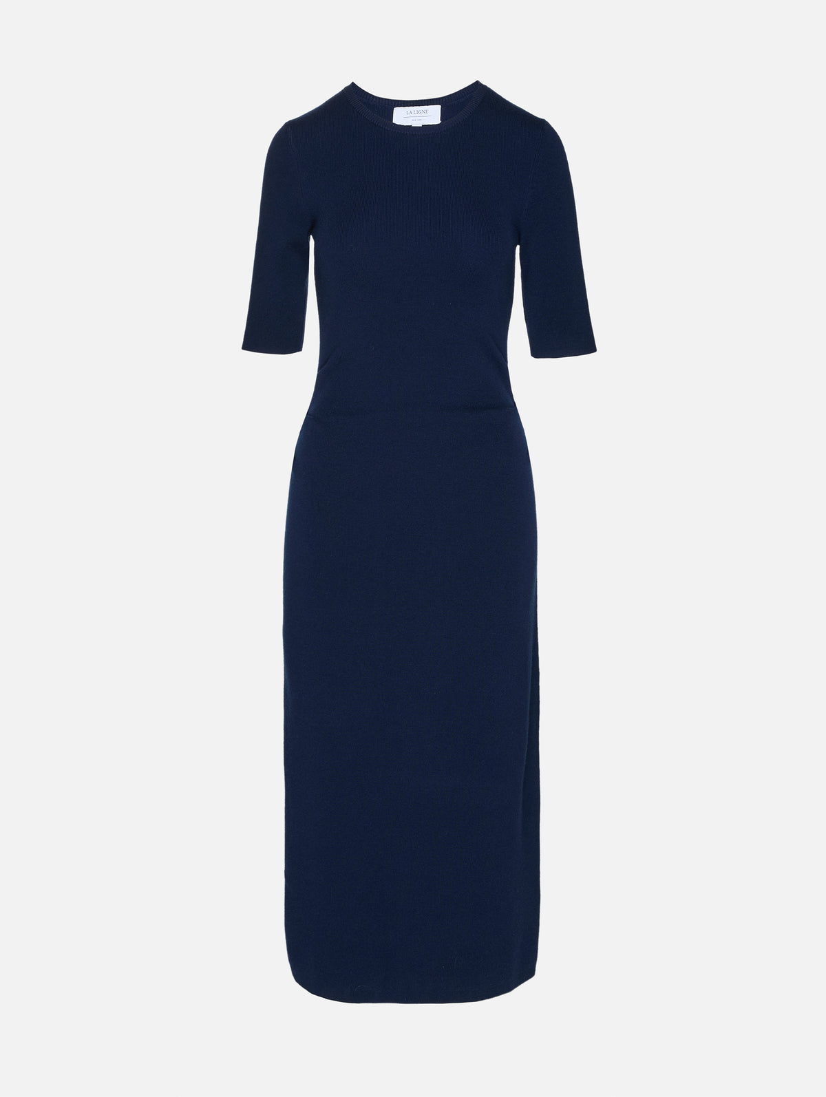 Short Sleeve Knitted Dress,LA LIGNE,NAVY,Image 1