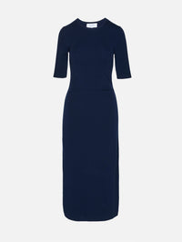Short Sleeve Knitted Dress,LA LIGNE,NAVY,Image 1