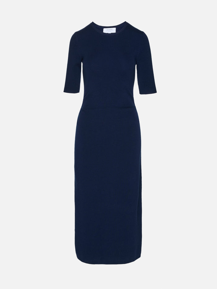 Short Sleeve Knitted Dress,LA LIGNE,NAVY,Image 1