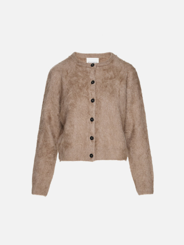 Crew Neck Cardigan,CLOSED,WHEAT BEIGE,Image 1