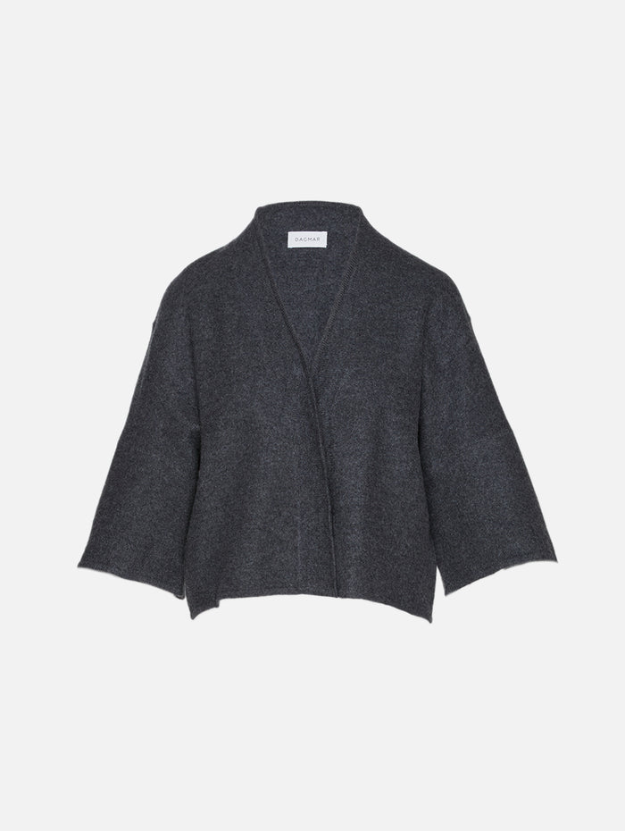 Short Wool Cardigan,HOUSE OF DAGMAR,ANTRACITE GREY,Image 1