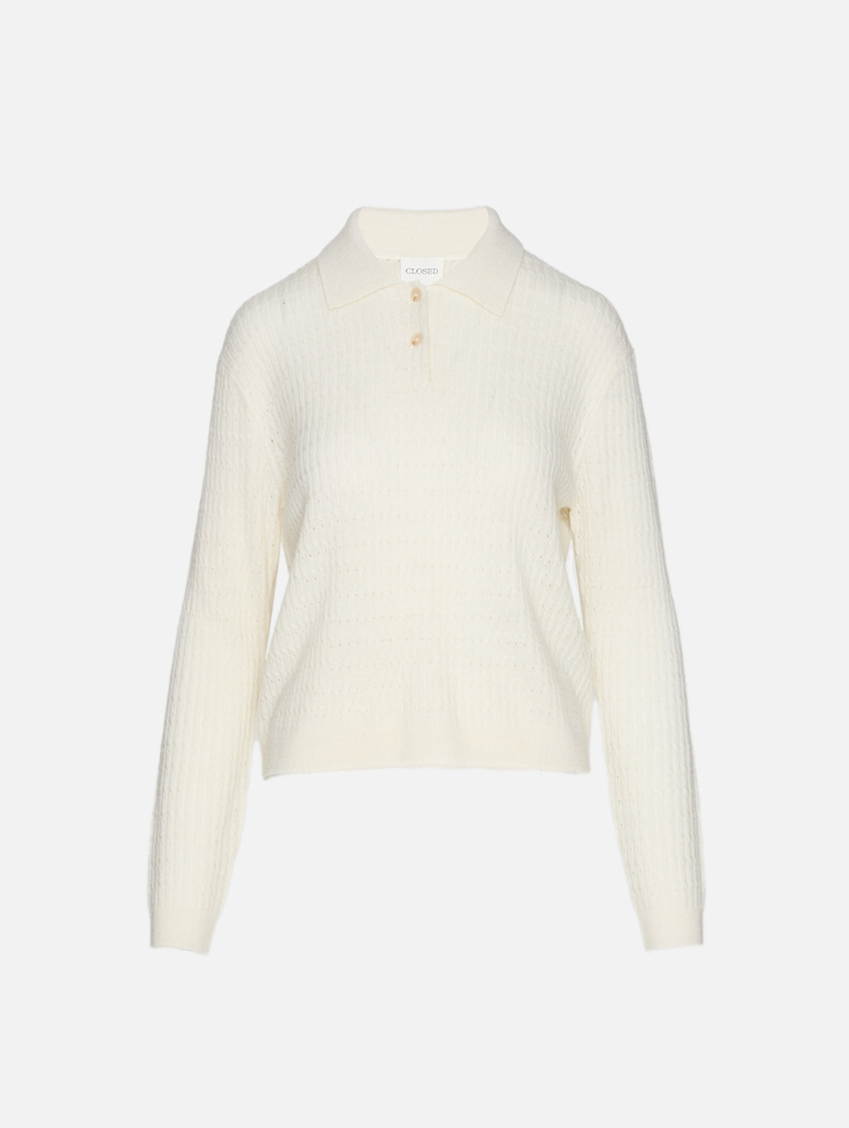 Polo Longsleeve Top,CLOSED,IVORY,Image 1