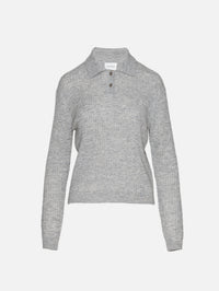 Polo Longsleeve Top,CLOSED,LIGHT GREY,Image 1