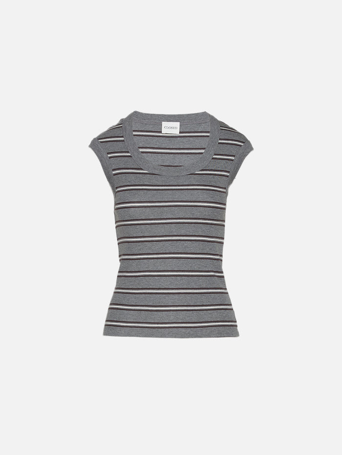 Cap Sleeve T-Shirt,CLOSED,DARK GREY MELANGE,Image 1