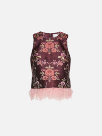Belmond Top,CARA CARA,TRELLIS JACQUARD MAROON,Image 1