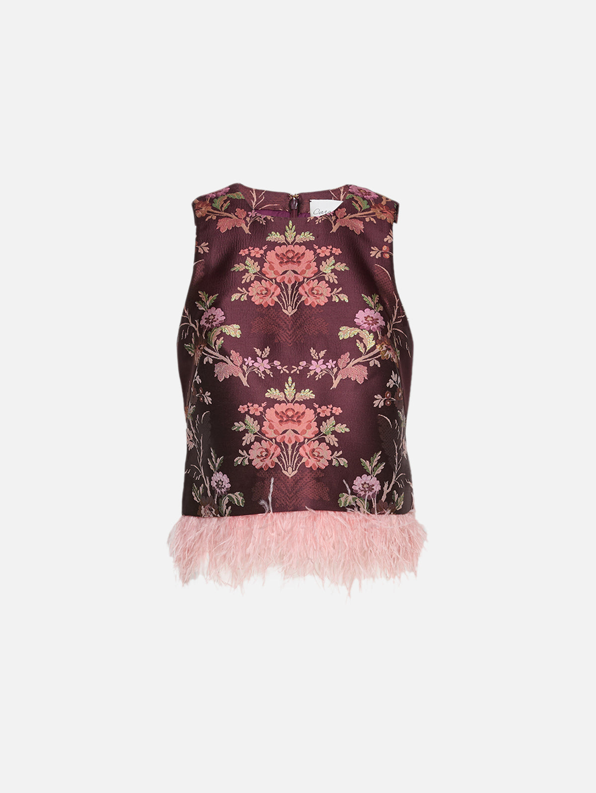 Belmond Top,CARA CARA,TRELLIS JACQUARD MAROON,Image 2