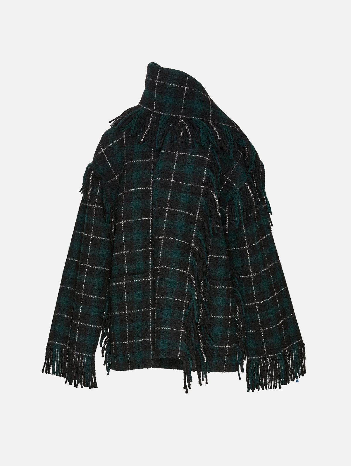 Fringed Scarf Jacket,TOTÉME,PINE/ BLACK,Image 1