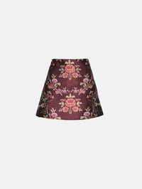 Chrissy Skirt,CARA CARA,TRELLIS JACQUARD MAROON,Image 1