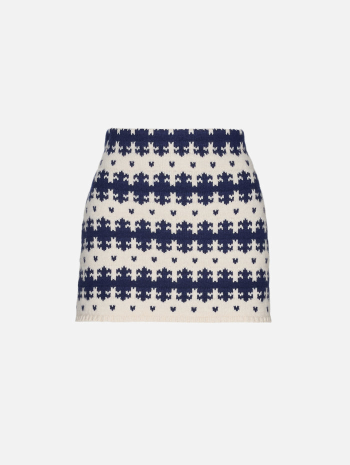 Royal Fair Isle Mini Skirt,CALLE DEL MAR,NATURAL/MIDNIGHT,Image 1