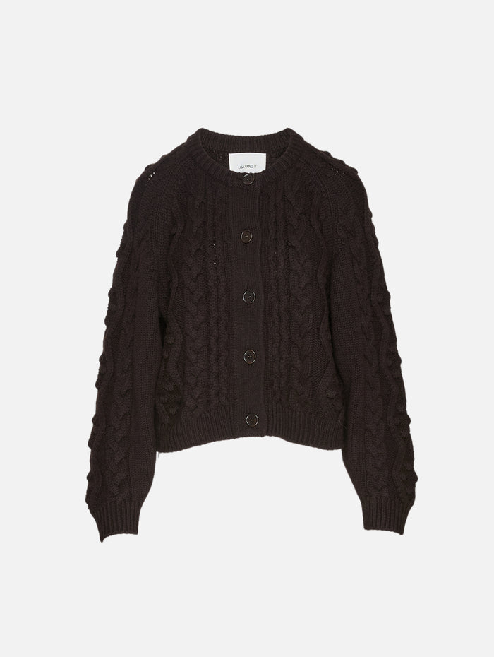 Winroe Cardigan,LISA YANG,DARK OAK,Image 1