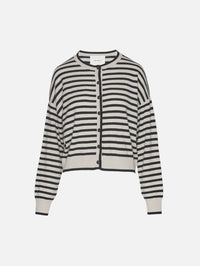 Marit Stripes Cardigan,LISA YANG,OYSTER/BLACK,Image 1