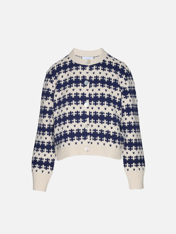 Royal Fair Isle Cardigan,CALLE DEL MAR,NATURAL/MIDNIGHT,Image 1