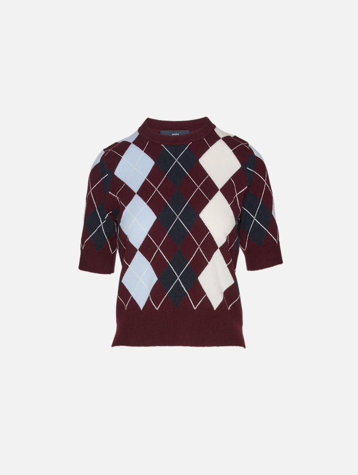 Bronagh Sweater,ARCH4,BURGUNDY ARGYLE,Image 1
