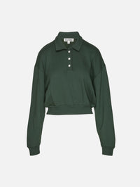 Cropped Polo Sweatshirt,ÉTERNE,FOREST,Image 1