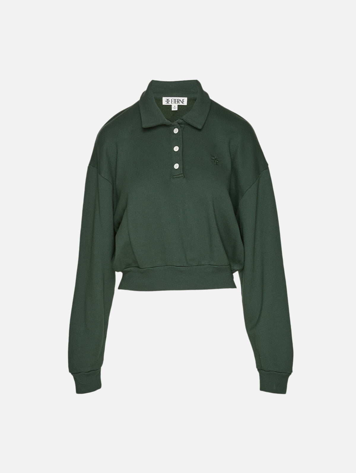 Cropped Polo Sweatshirt,ÉTERNE,FOREST,Image 2