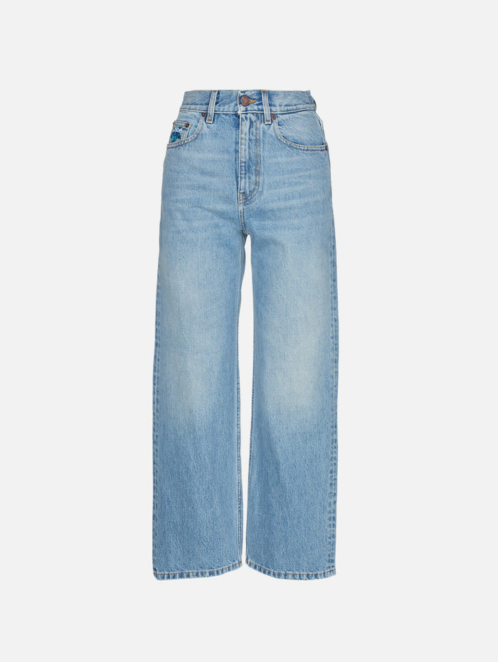 Denim Trouser Pant,CHLOÉ,INDIAN BLUE,Image 1