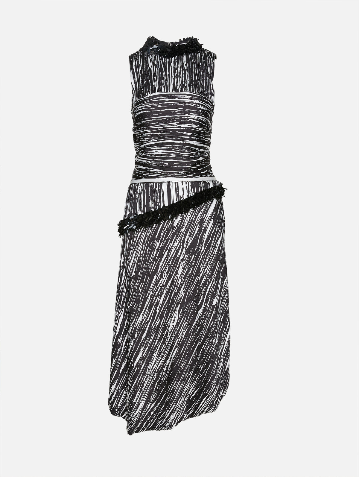 Fiora Draped Dress,BRANDON MAXWELL,BLACK/WHITE,Image 2