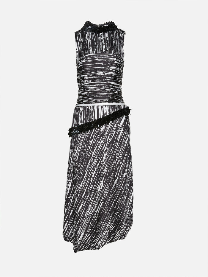 Fiora Draped Dress,BRANDON MAXWELL,BLACK/WHITE,Image 1