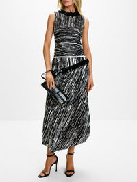 Fiora Draped Dress,BRANDON MAXWELL,BLACK/WHITE,Image 2