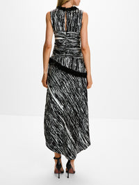 Fiora Draped Dress,BRANDON MAXWELL,BLACK/WHITE,Image 4