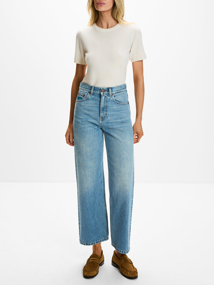 Denim Trouser Pant,CHLOÉ,INDIAN BLUE,Image 1