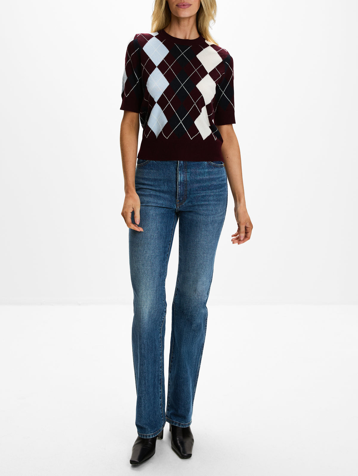Bronagh Sweater,ARCH4,BURGUNDY ARGYLE,Image 2