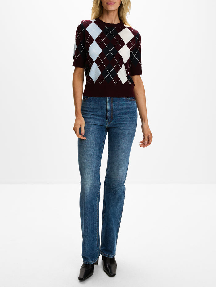 Bronagh Sweater,ARCH4,BURGUNDY ARGYLE,Image 1