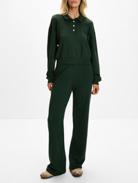 Cropped Polo Sweatshirt,ÉTERNE,FOREST,Image 2