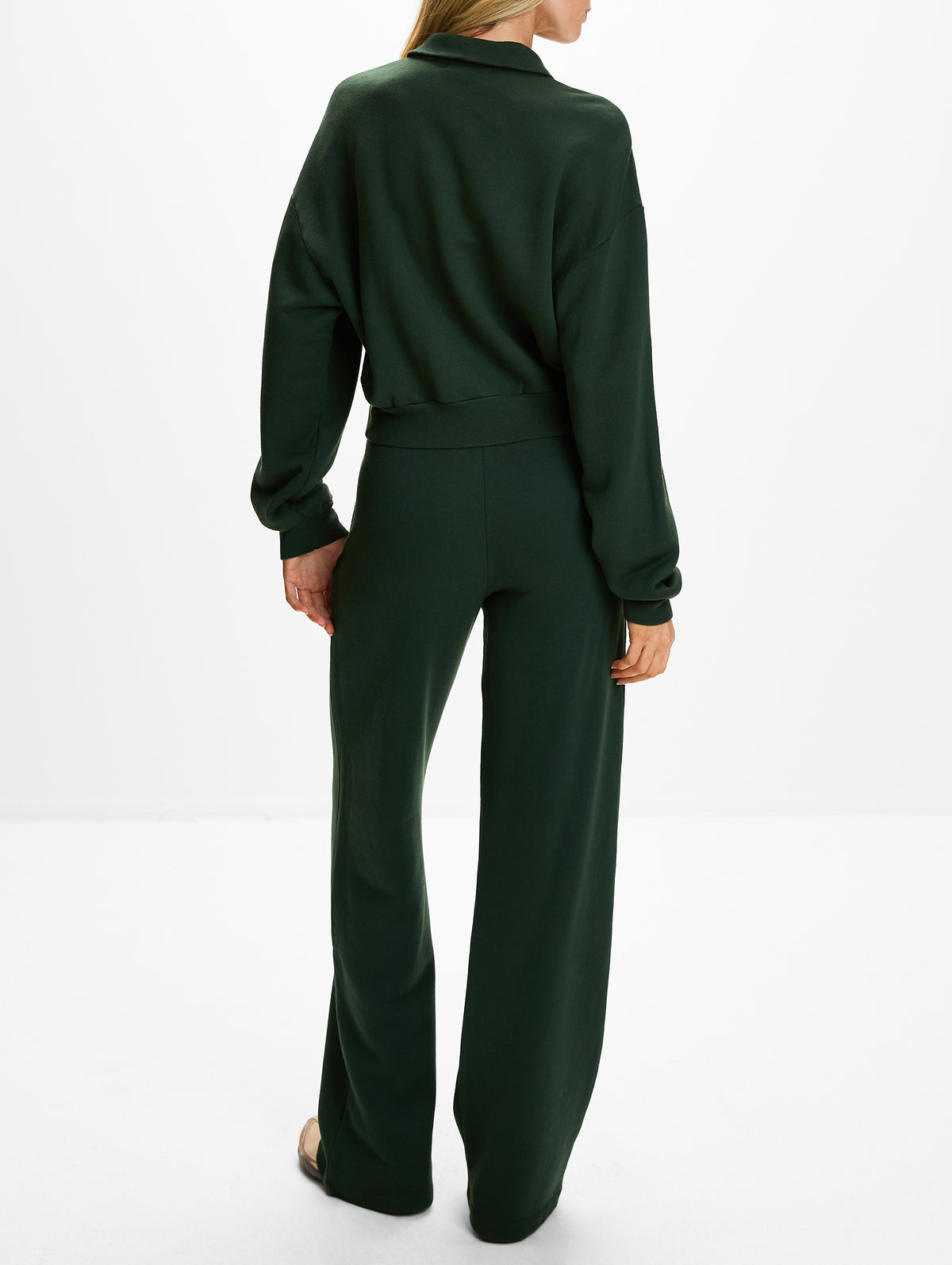 Cropped Polo Sweatshirt,ÉTERNE,FOREST,Image 3