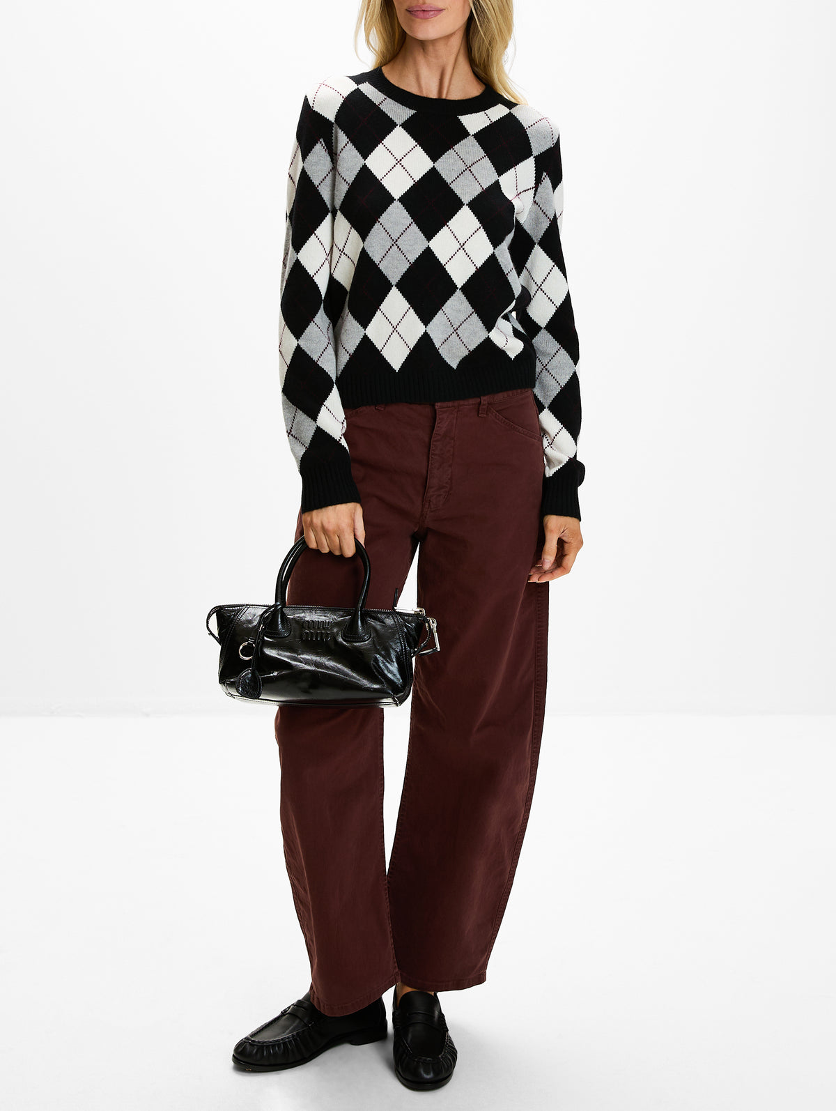 Antoni Argyle Sweater,LISA YANG,BLACK/CREAM,Image 2