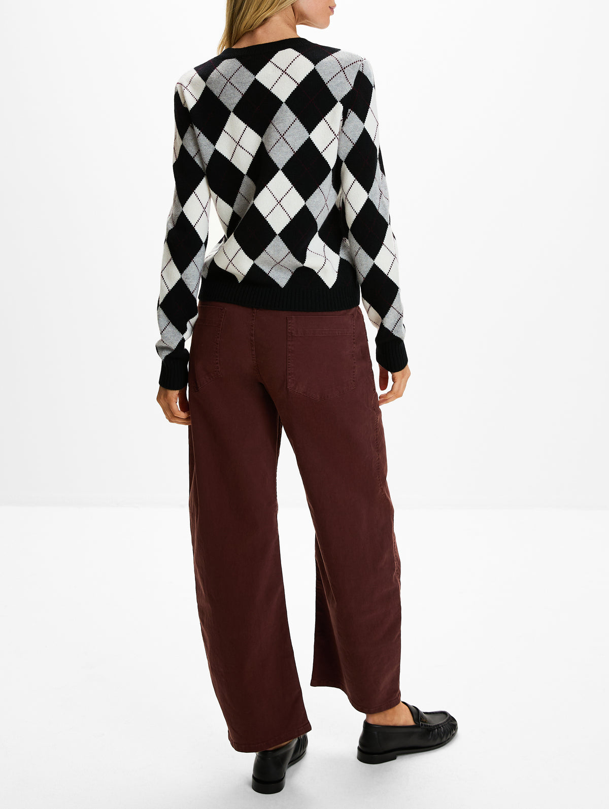 Antoni Argyle Sweater,LISA YANG,BLACK/CREAM,Image 3