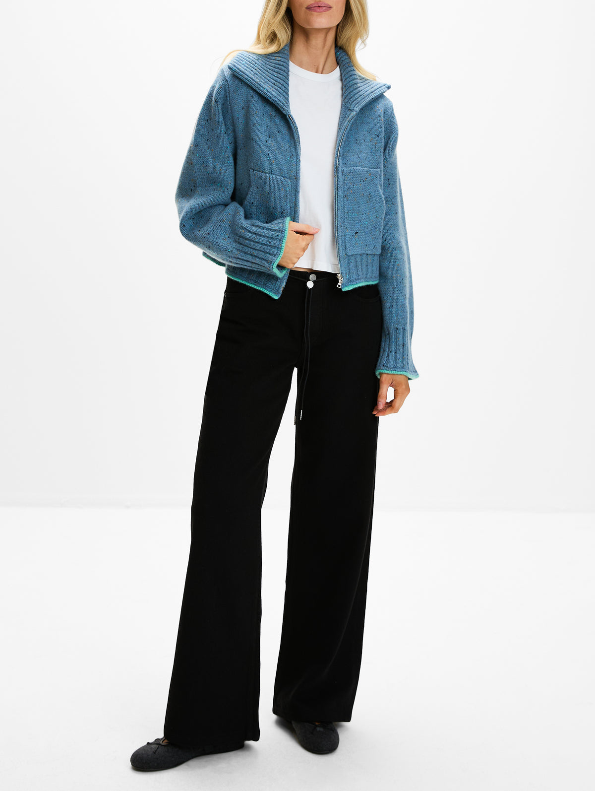 Donegal Zip Up Sweater,CALLE DEL MAR,DUSK/TOURMALINE,Image 2