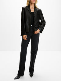 Short Leather Blazer,TOTÉME,BLACK,Image 2