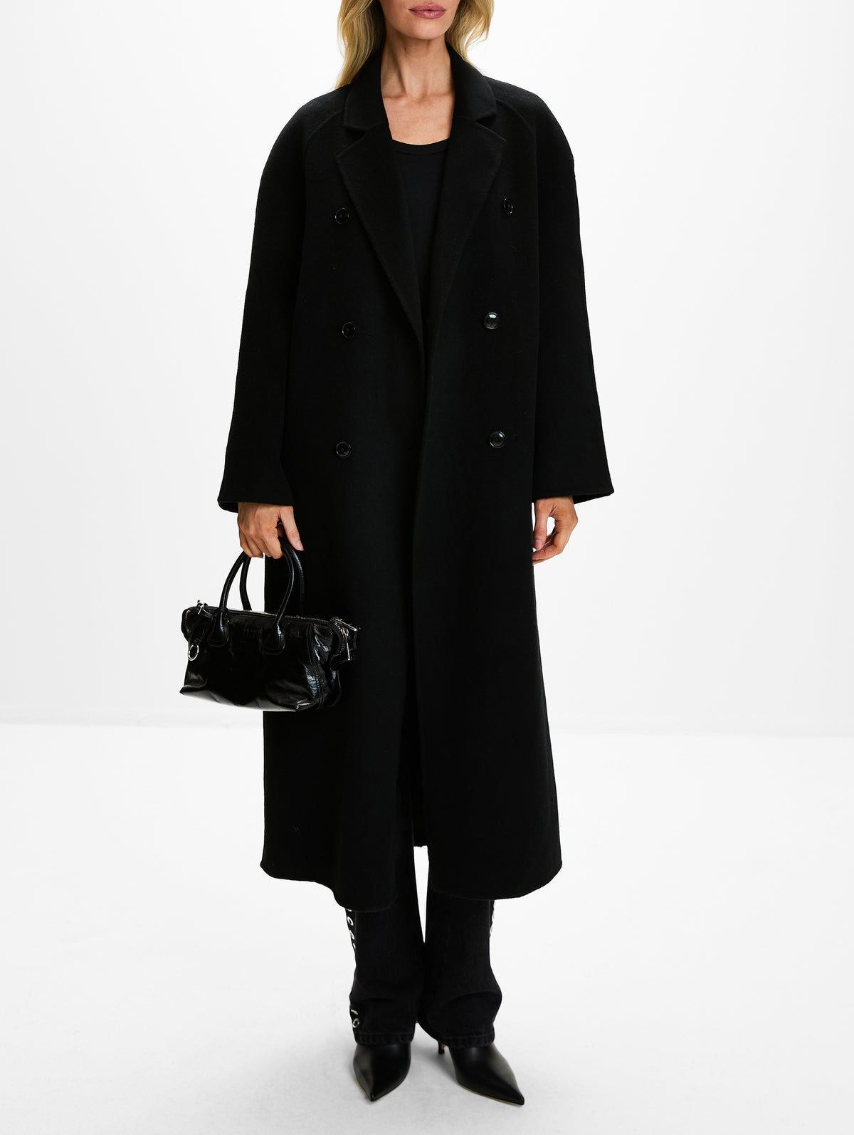 Irvin Double Breasted Coat,LOULOU DE SAISON,BLACK,Image 2