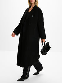 Irvin Double Breasted Coat,LOULOU DE SAISON,BLACK,Image 3