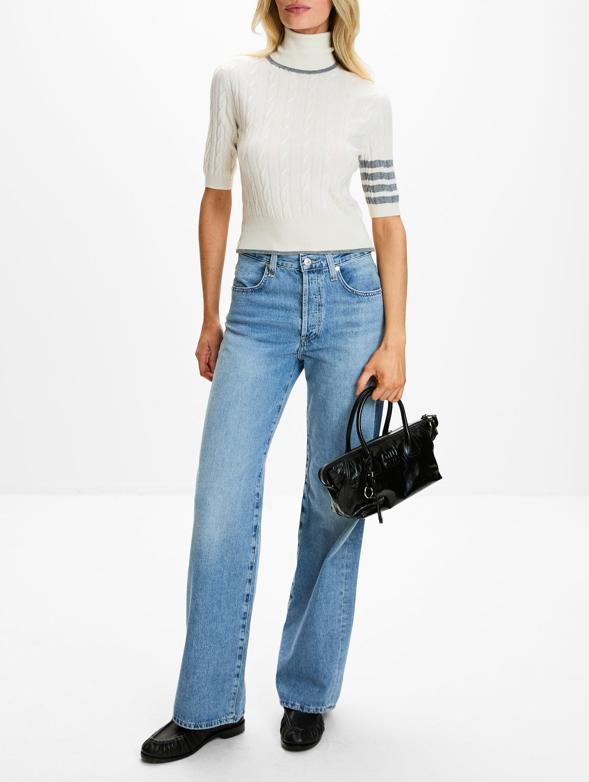 Cashmere Turtleneck Sweater,THOM BROWNE,WHITE,Image 2